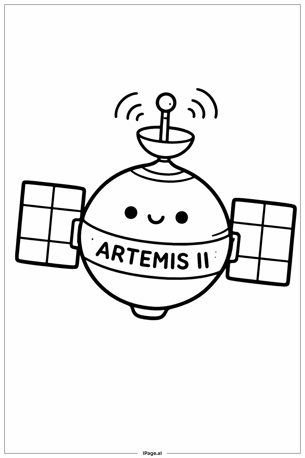 Page de coloriage Satellite Cartoon Artemis II