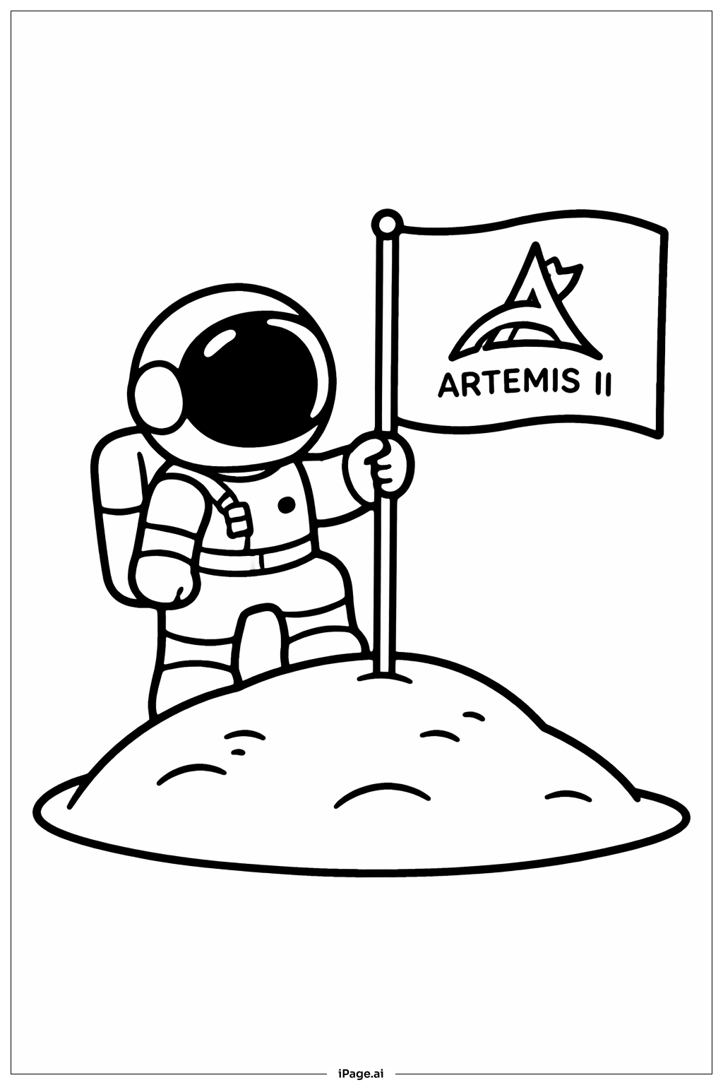 Page de coloriage Plantation du drapeau Artemis II