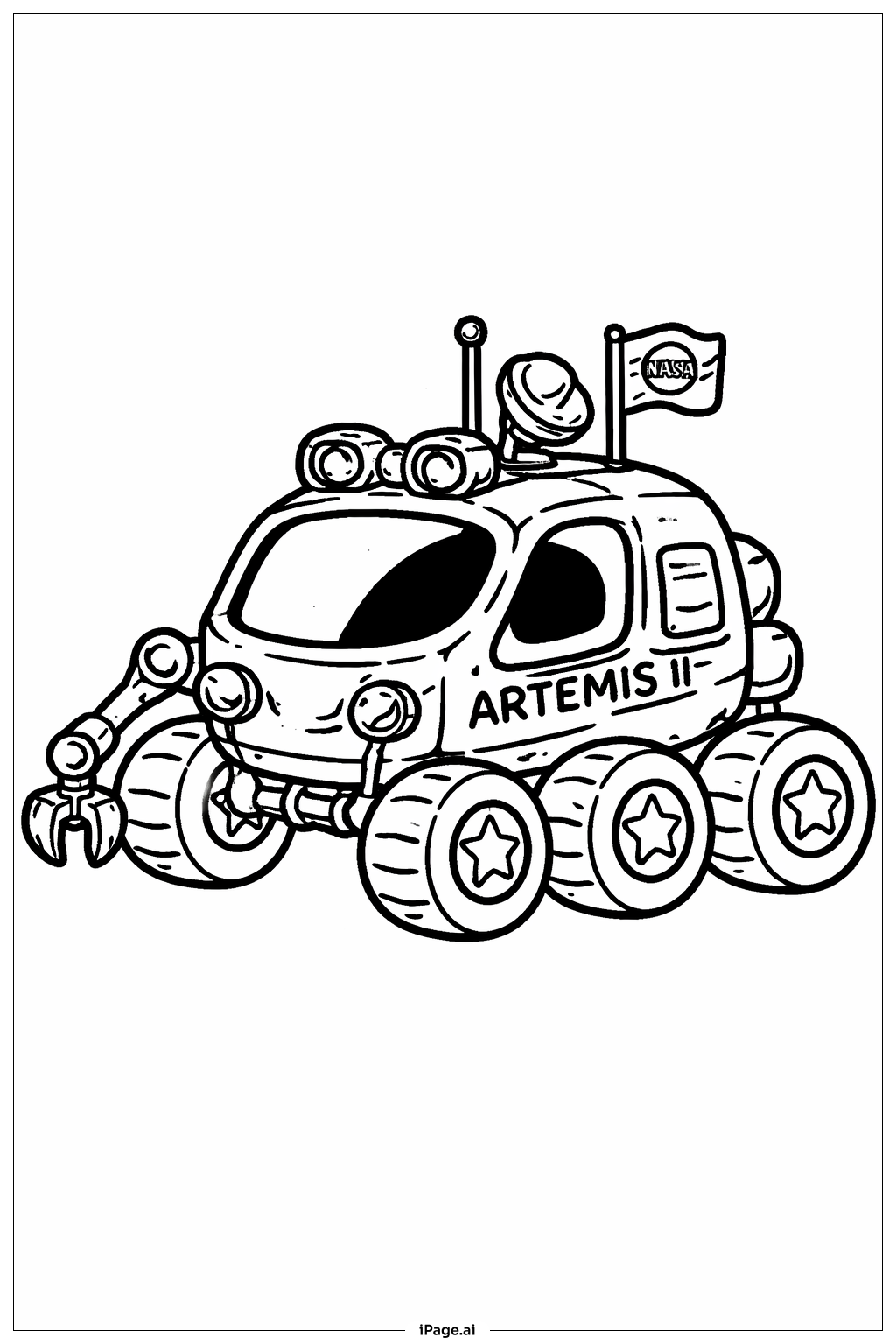Page de coloriage Artemis II Happy Rover
