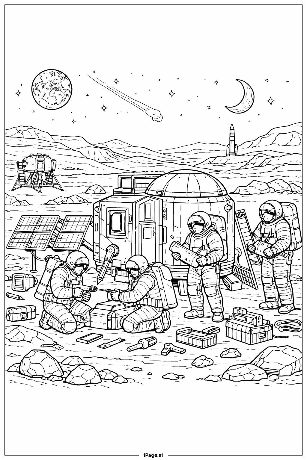  아르테미스 II 달 거주지 설치 색칠공부 페이지 