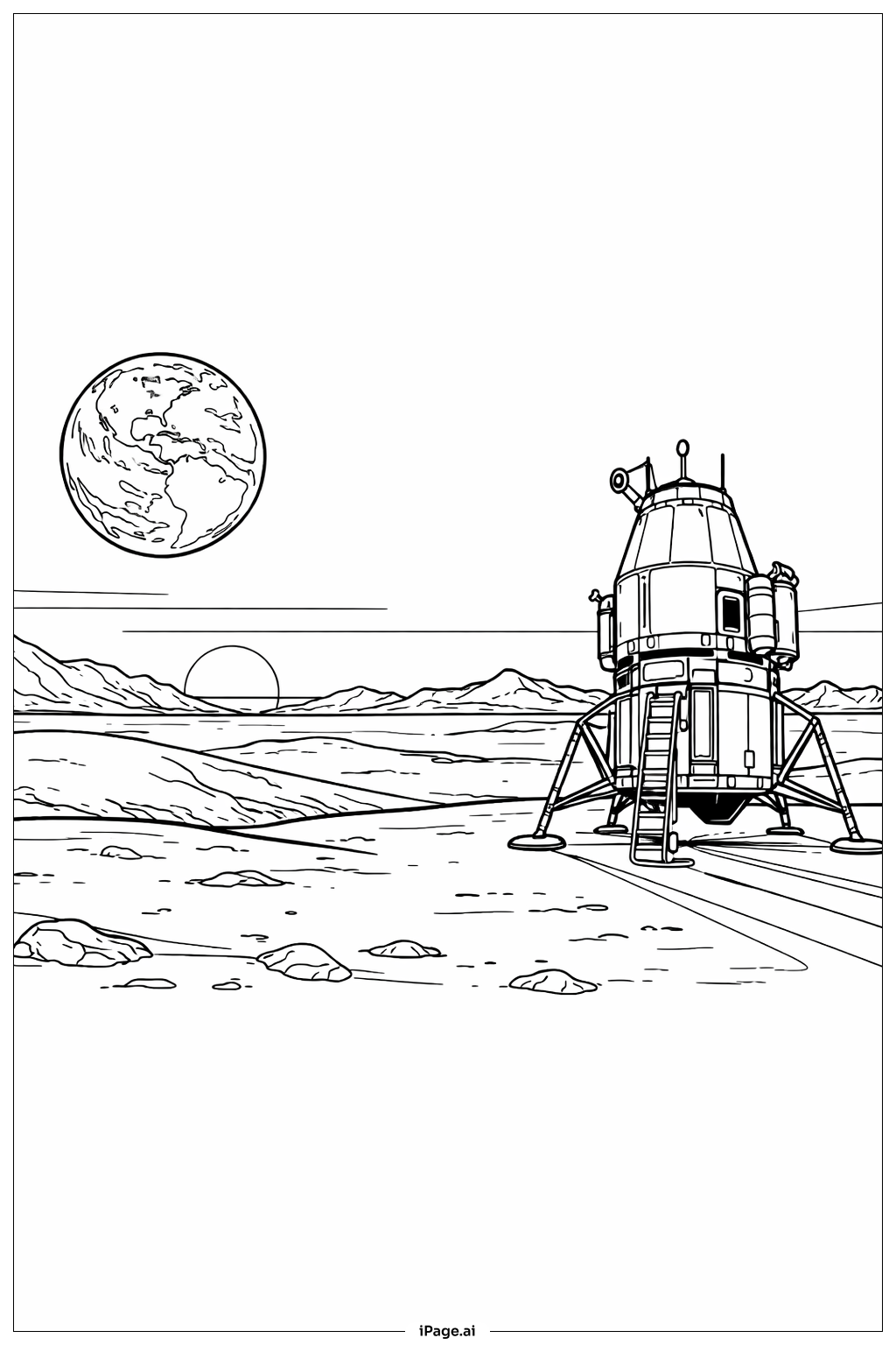  Trang tô màu Artemis II Hoàng Hôn Trên Mặt Trăng 