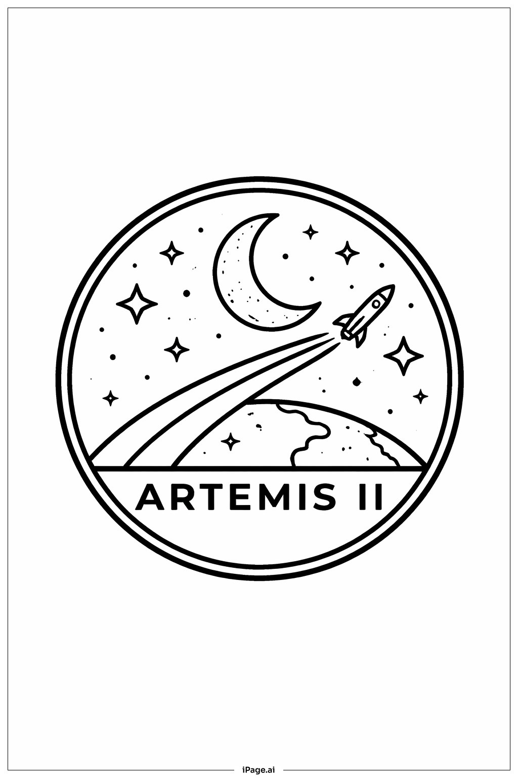  Artemis-II-Missionsabzeichen Ausmalseite 