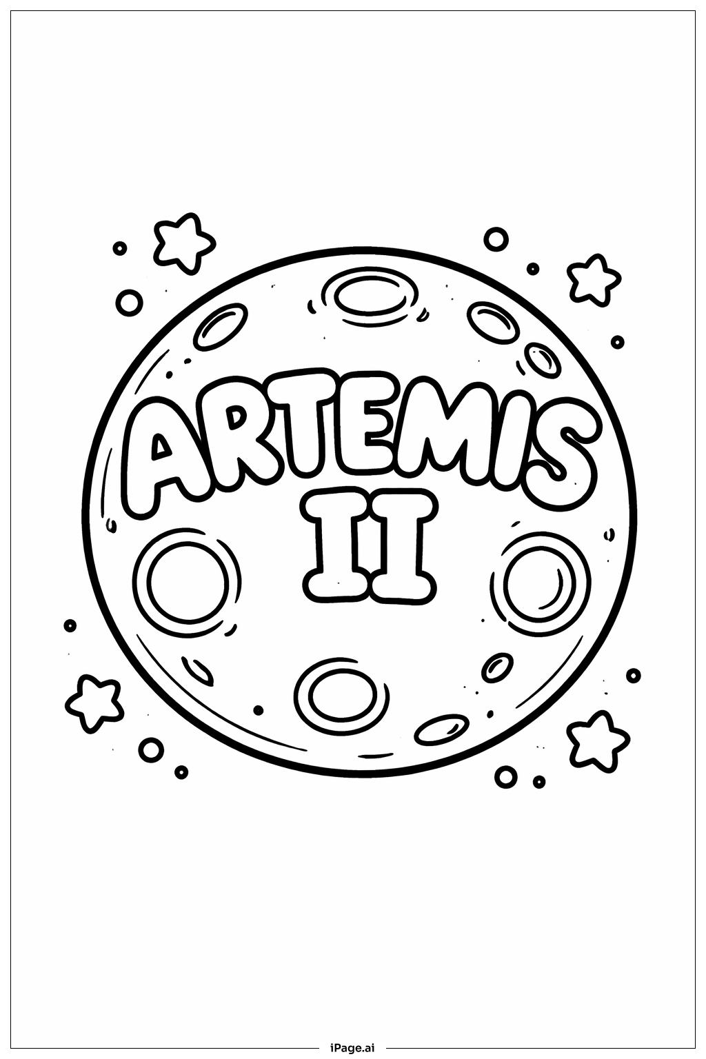  Artemis II Moon Bounce Coloring Page 