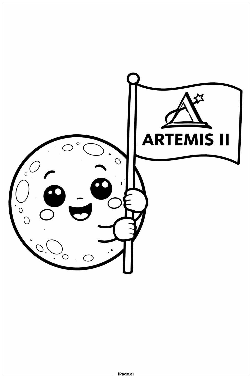  Artemis II Moon Friend Coloring Page 