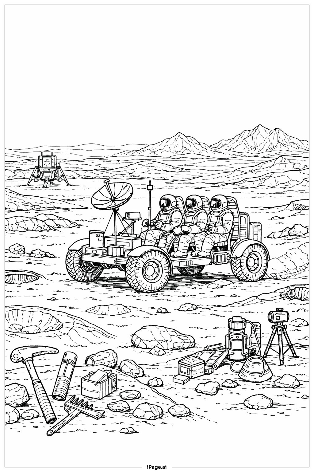  아르테미스 II 달 탐사 로버 색칠공부 페이지 