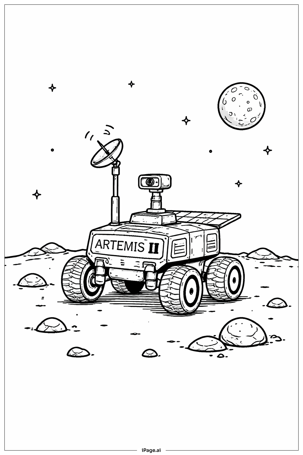  아르테미스 II 달 탐사차 색칠공부 페이지 