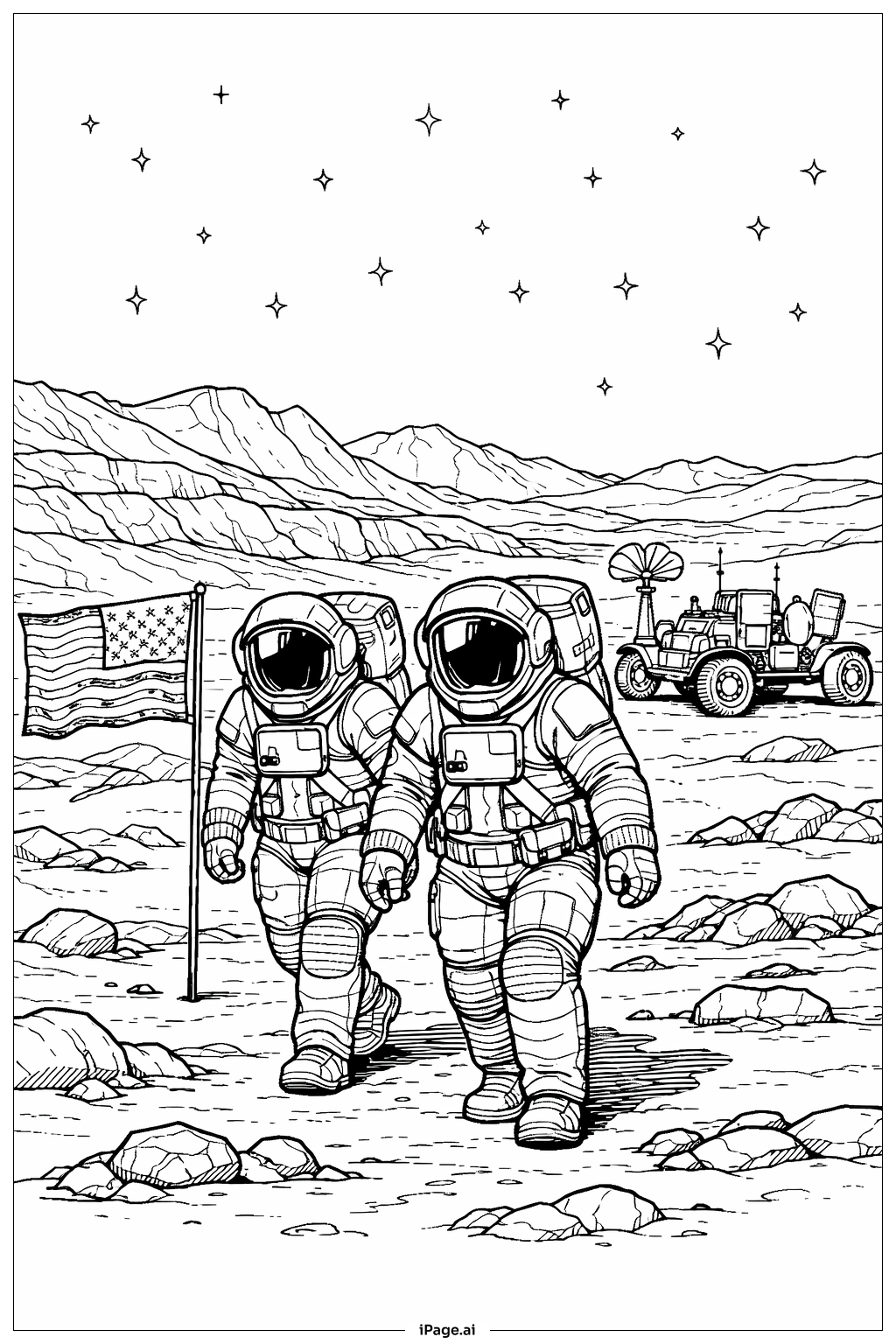 Artemis II Moonwalk Crew Coloring Page 