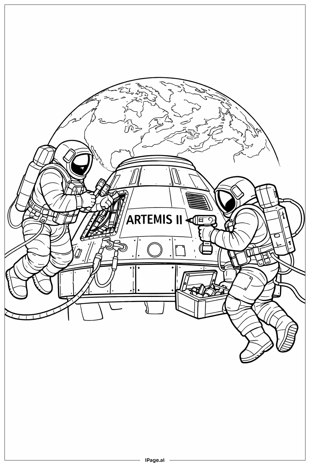  Artemis II Orbital Spacewalk Coloring Page 