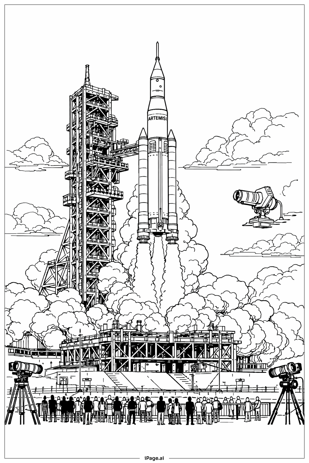  Artemis II Rocket Launch Tower Coloring Page 