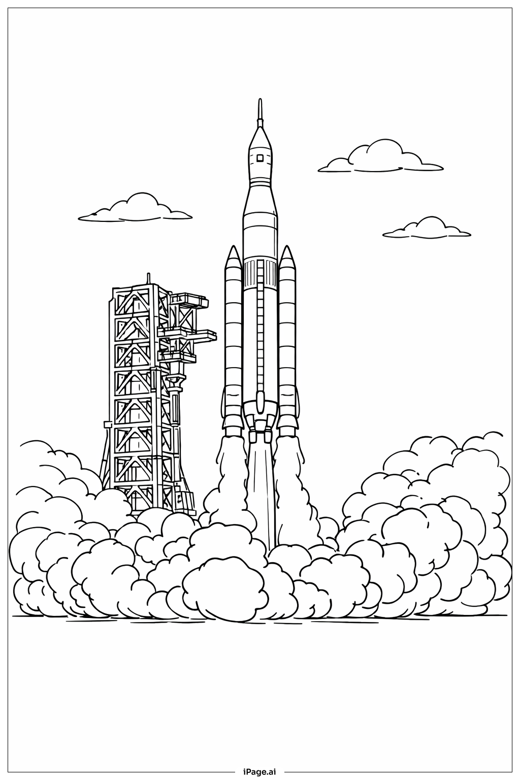  Página para colorir de Lançamento do Foguete Artemis II 