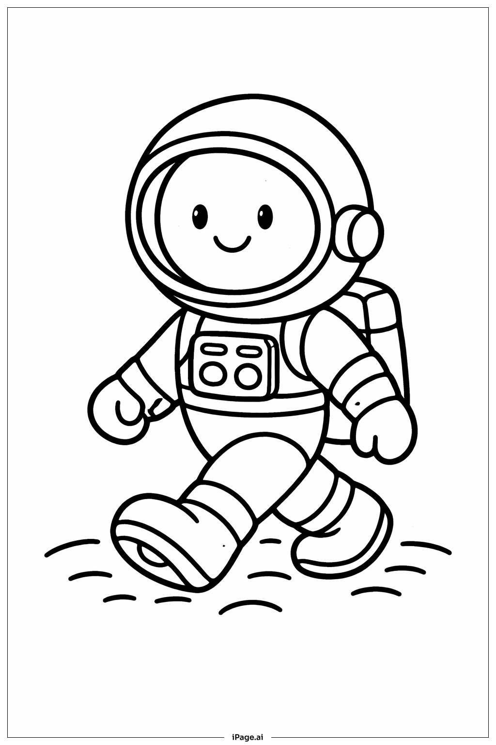 Page de coloriage Artemis II Sourire en Marche Lunaire