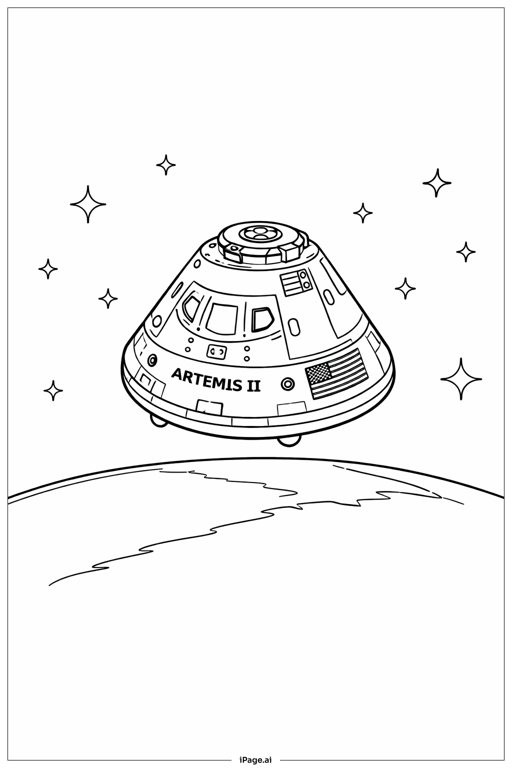 Page de coloriage Capsule spatiale Artemis II 