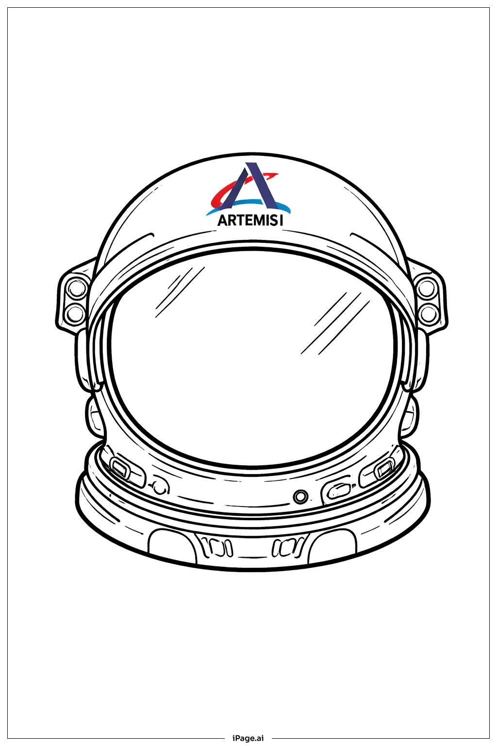  Artemis II Space Helmet Coloring Page 