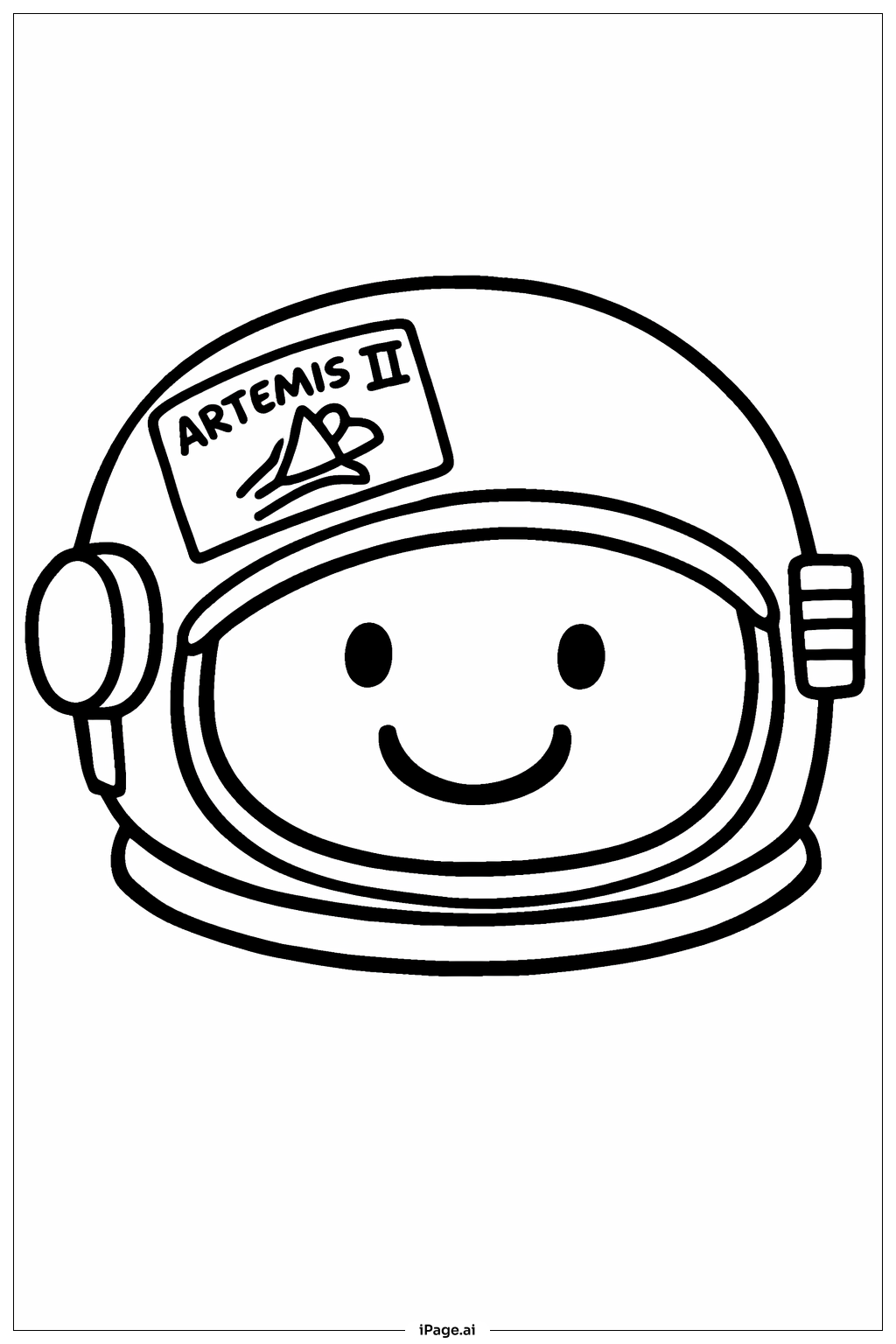  Artemis II Space Helmet Face Coloring Page 