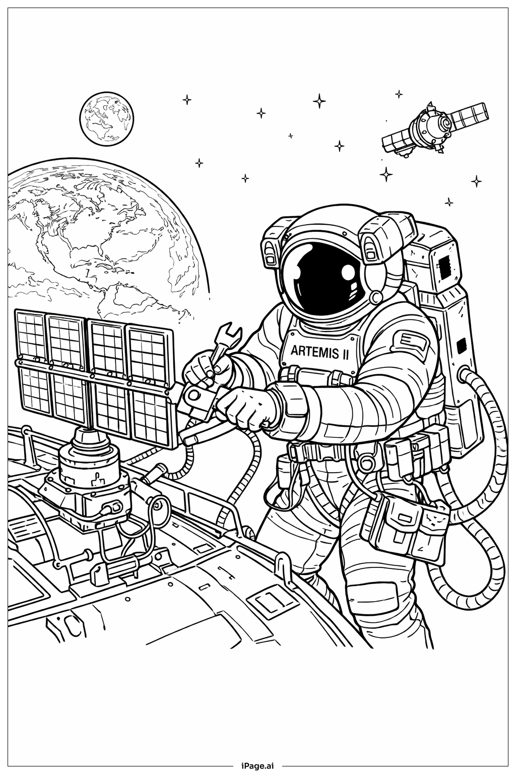  아르테미스 II 우주유영 수리 색칠공부 페이지 