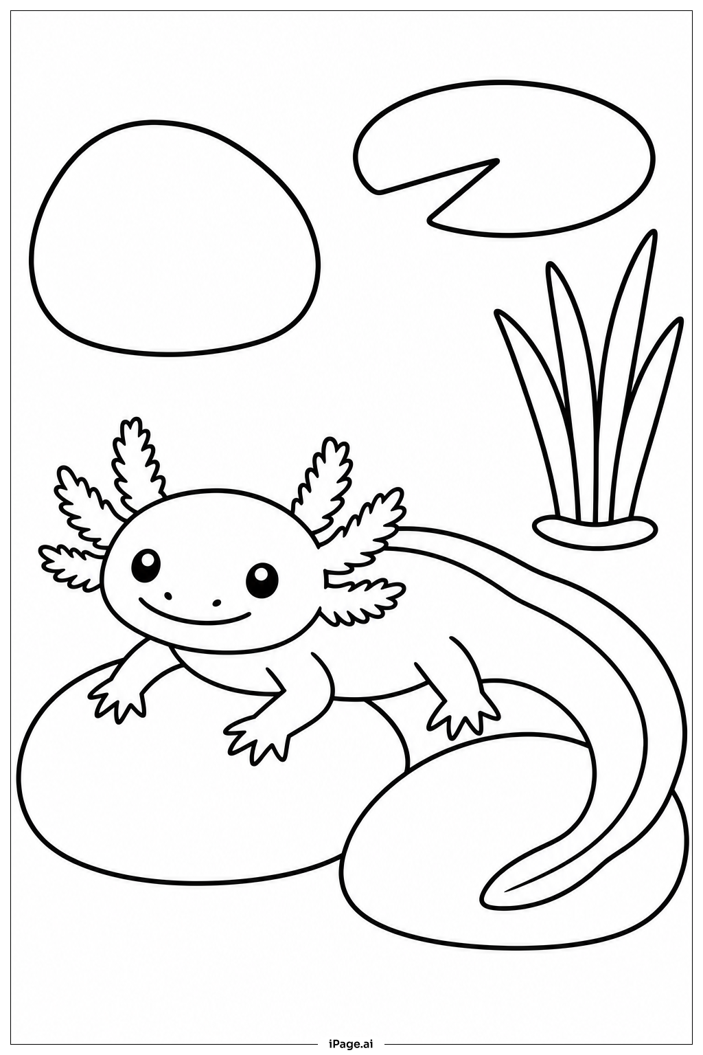 돌 사이의 Axolotl 색칠공부 페이지