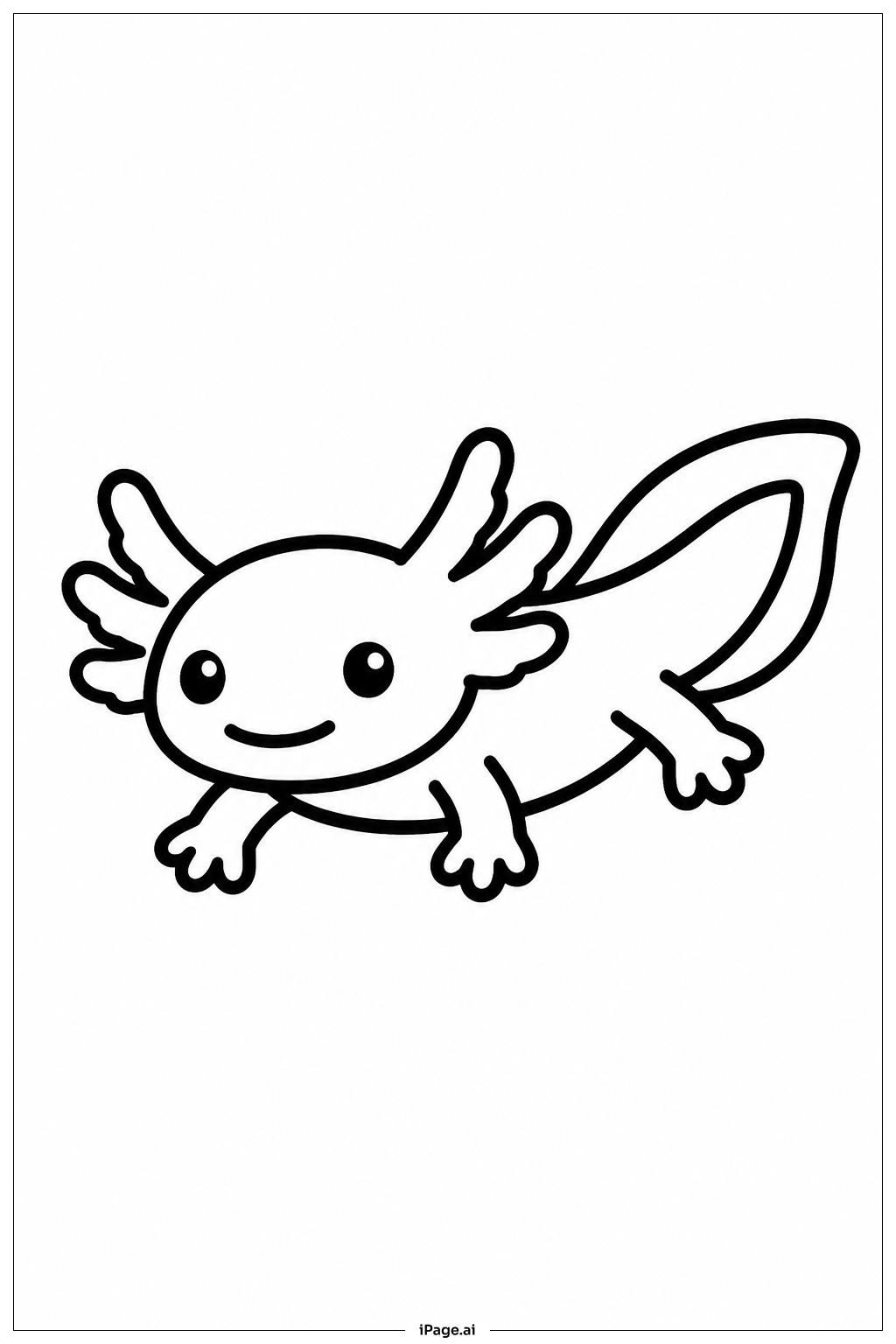 Página para colorir de Axolotl Flutuando