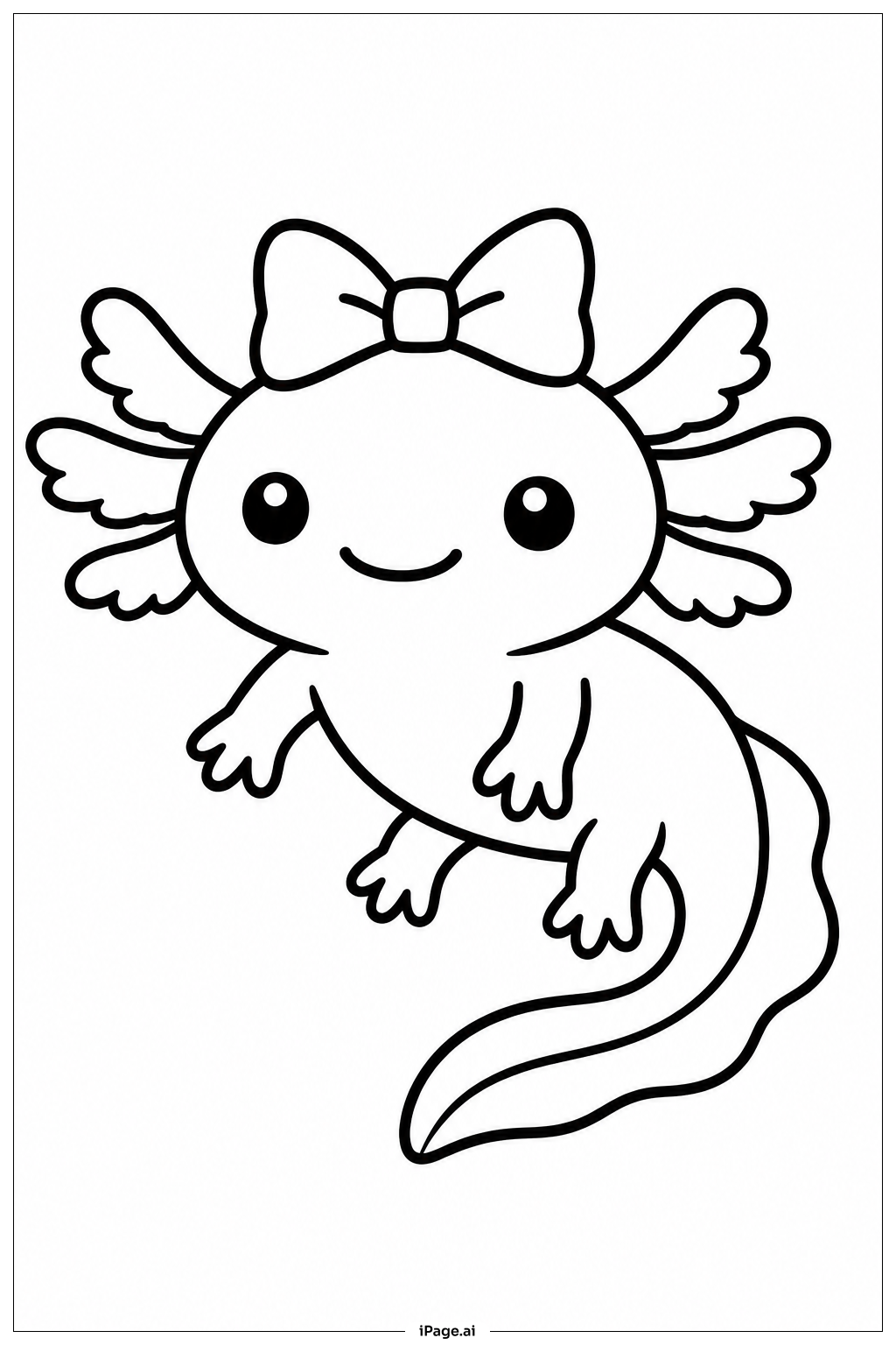 Axolotl With Bow Coloring Page
