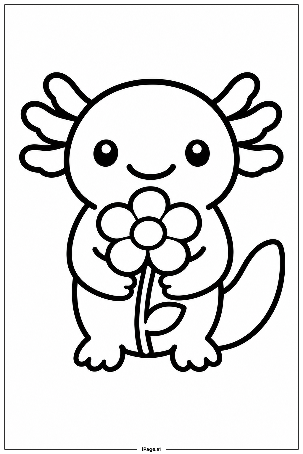 Axolotl With Flower