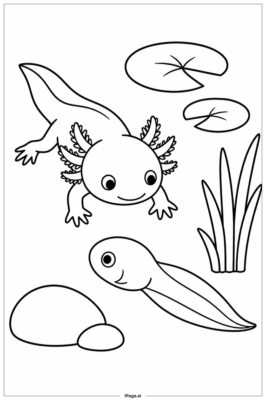 Axolotl With Tadpole Coloring Page 