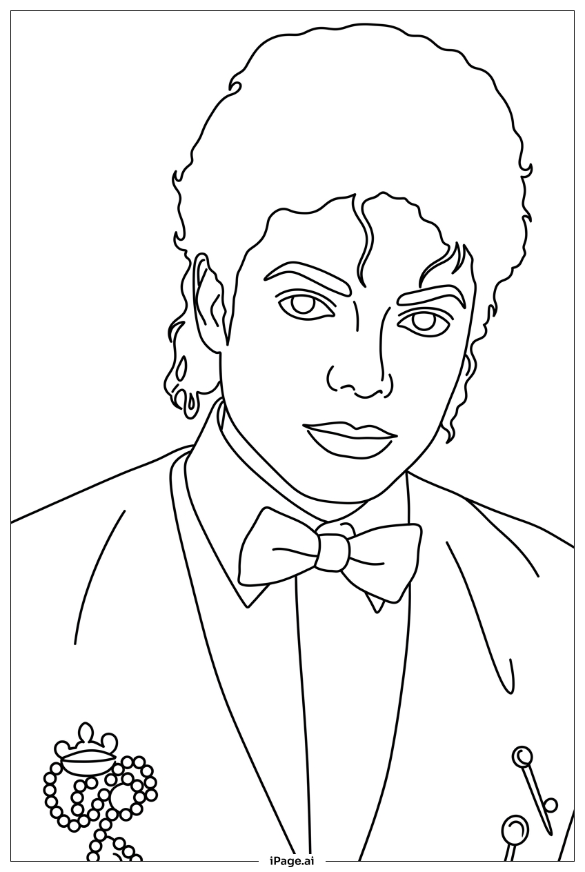  Michael Jackson im Smoking mit elegantem Fliege Ausmalseite 
