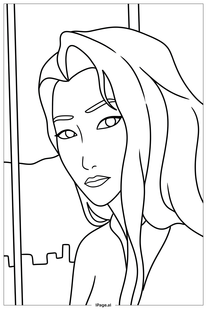  Kpop Demon Hunters singer gazes over skyline Coloring Page 