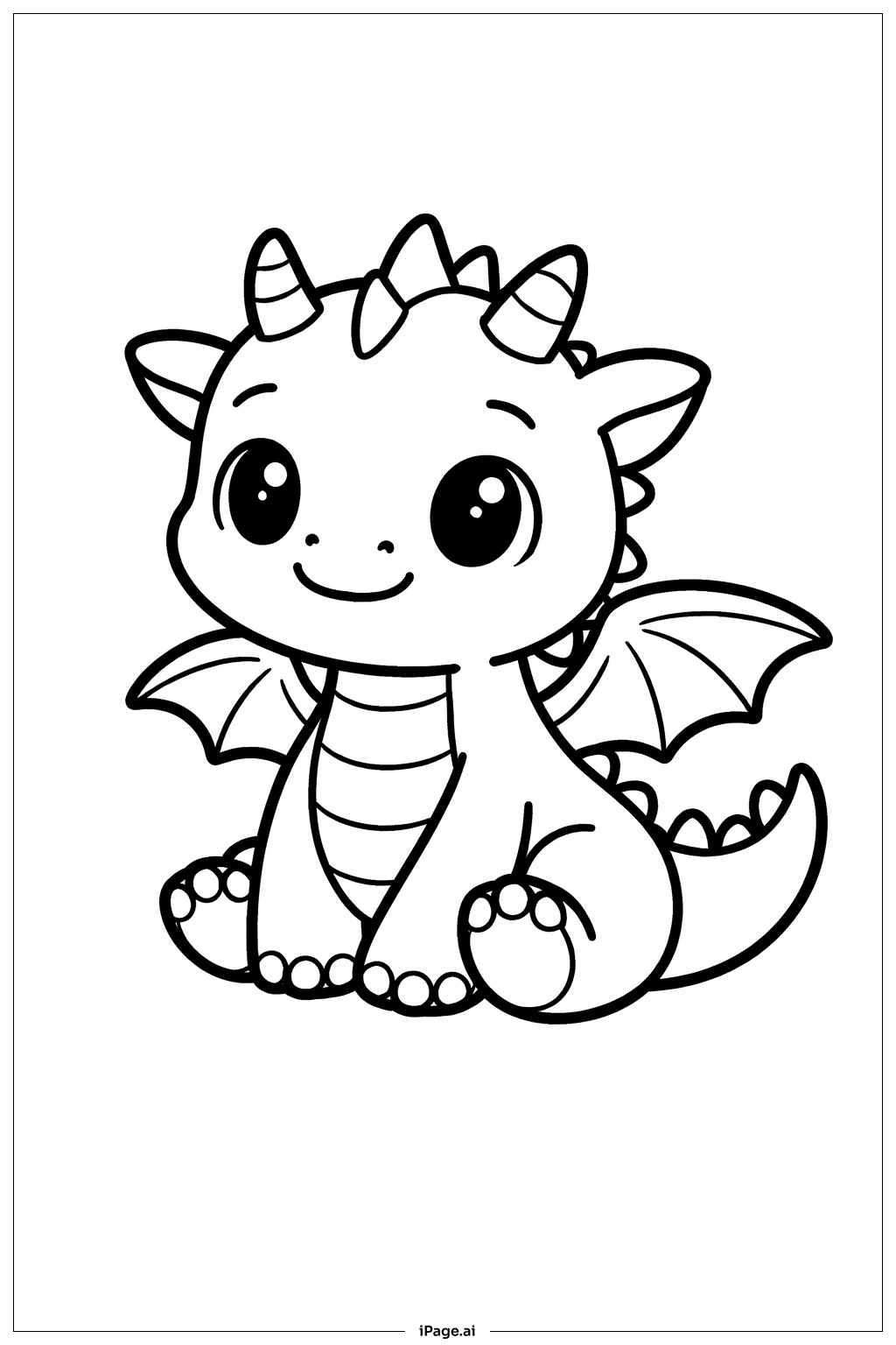  Página para colorir de Dragão Bebê Sentado 