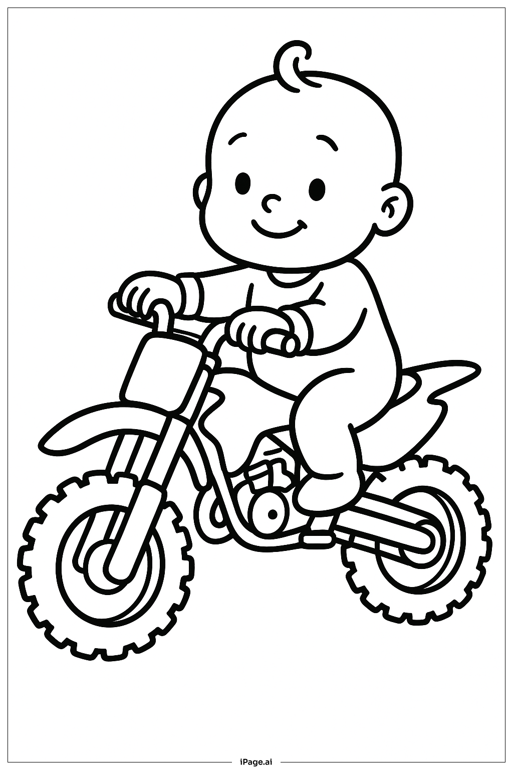  嬰兒騎越野摩托車著色頁 