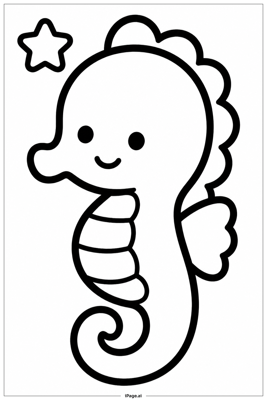 赤ちゃんタツノオトシゴの塗り絵ページ