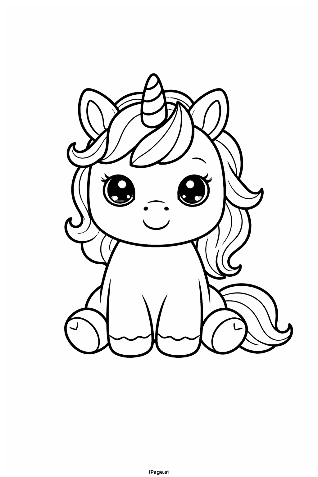 Baby Unicorn Coloring Page