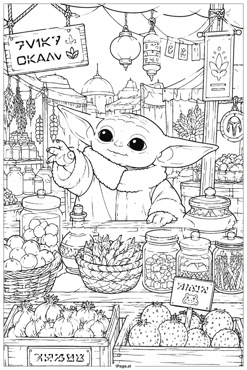 Baby Yoda At Market Stall