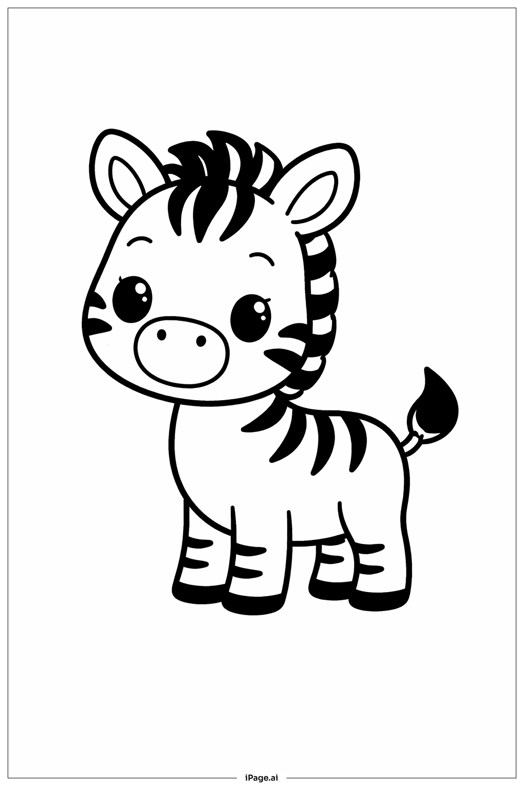 Trang tô màu Ngựa Vằn Con Đang Đứng