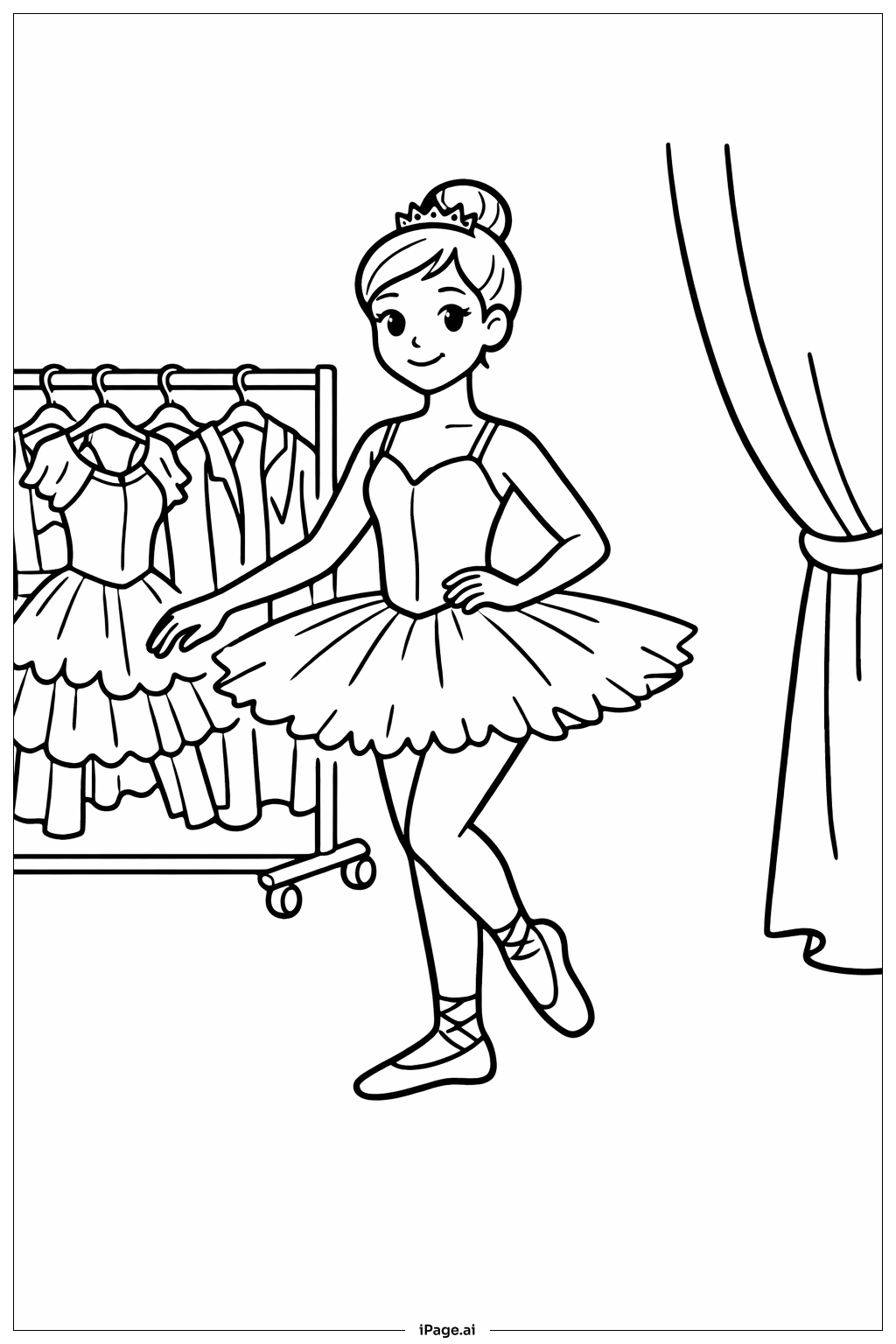 Ballerina Backstage Szene Ausmalseite