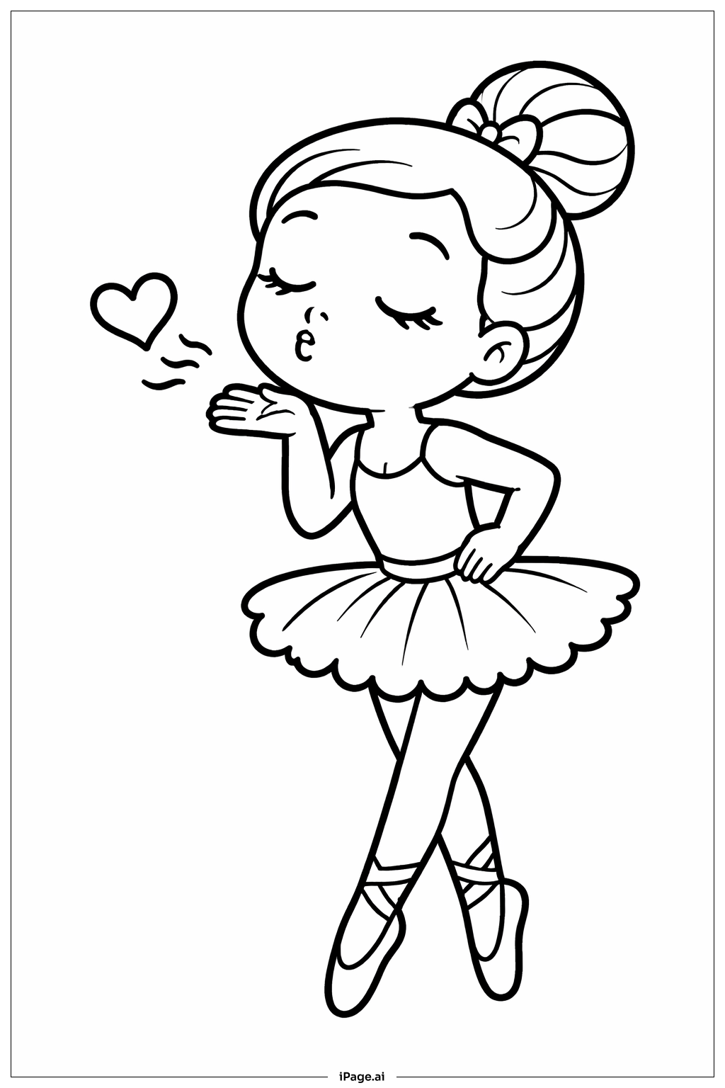Ballerina, die einen Kuss zuwirft Ausmalseite