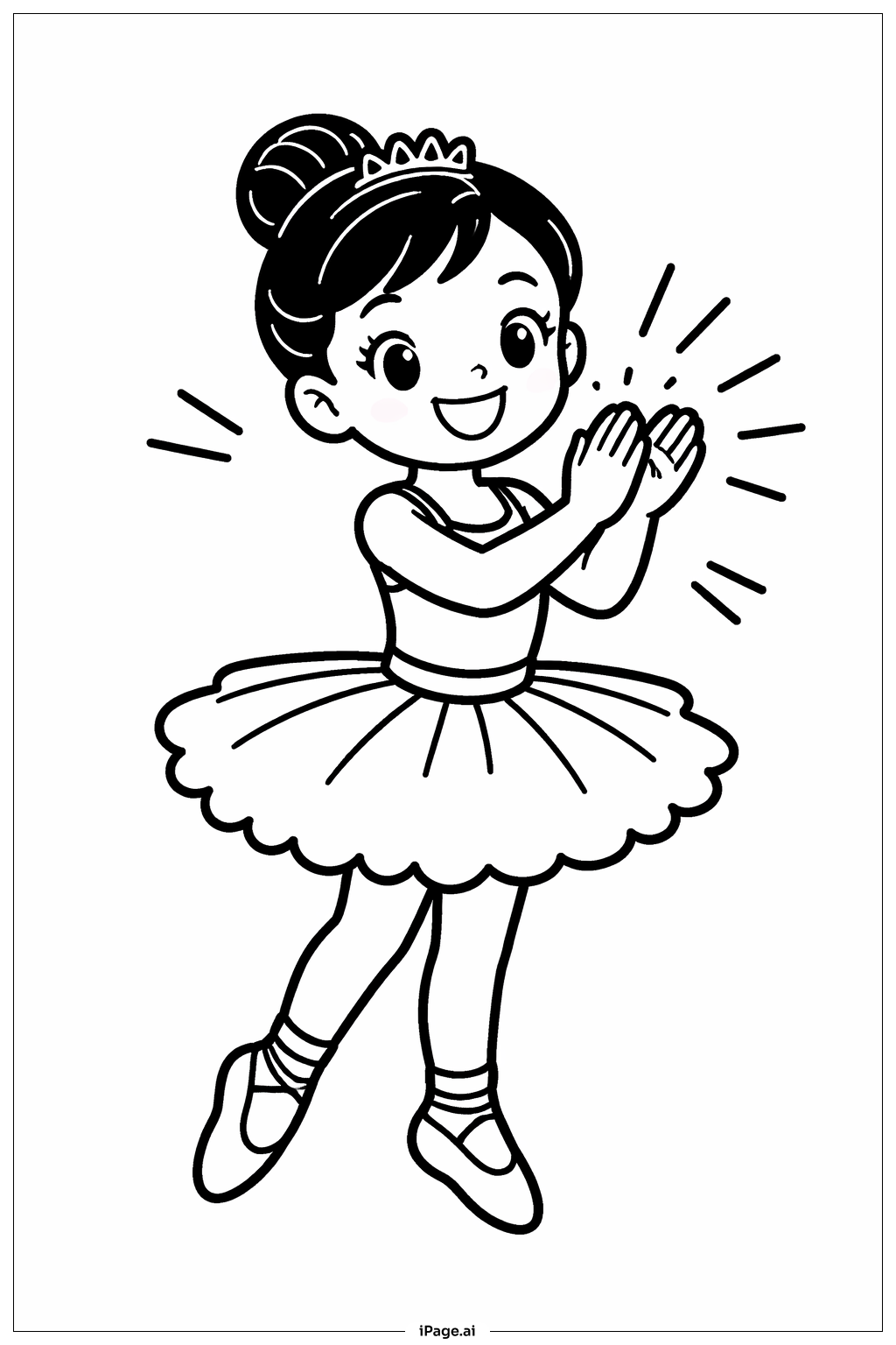 Ballerina klatscht in die Hände Ausmalseite