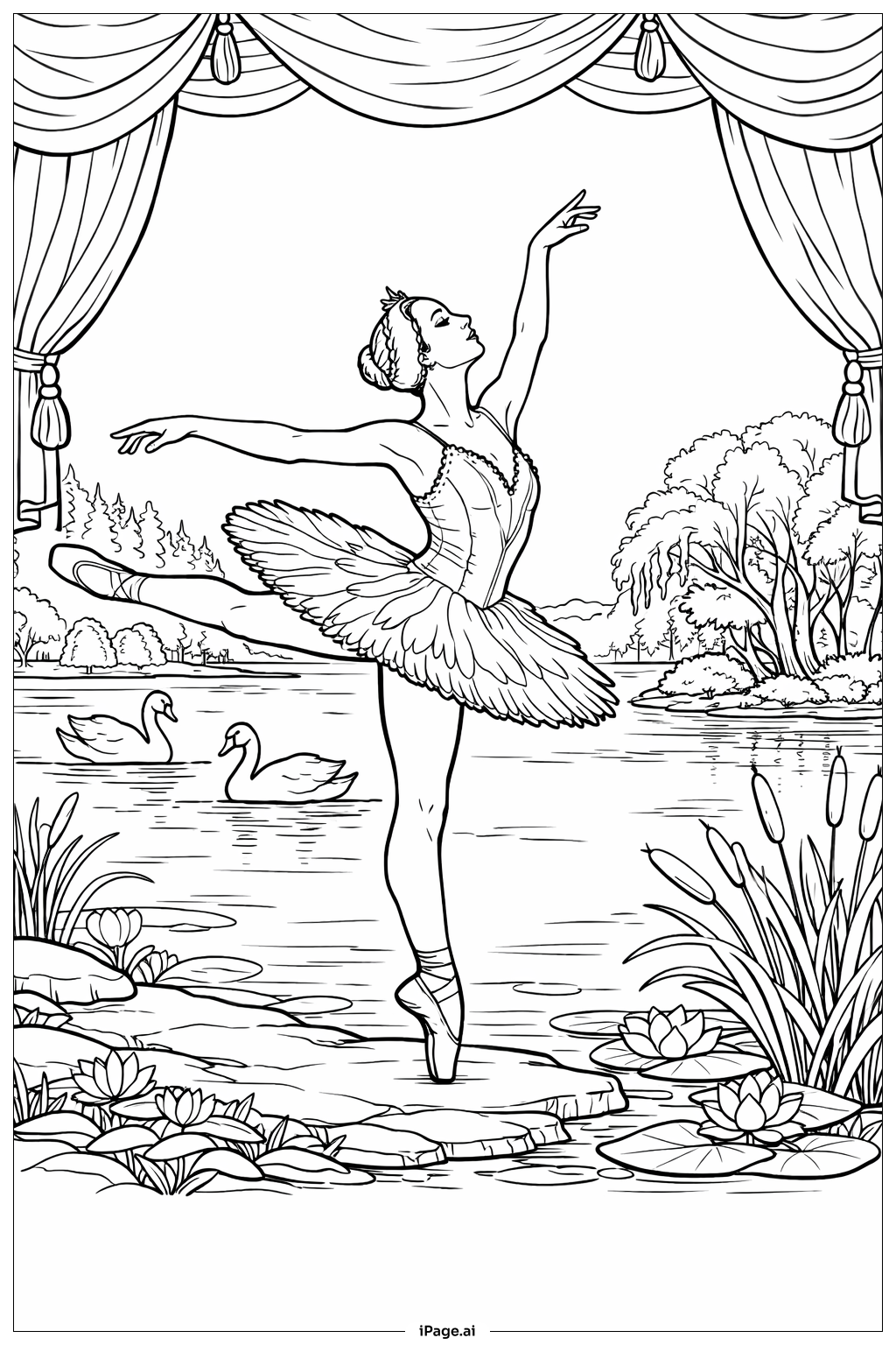 Ballerina in klassischer Schwanensee-Pose