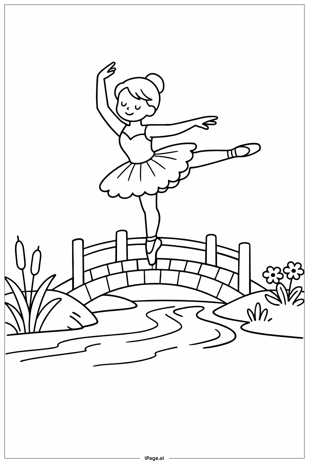 Ballerina auf der Spitzentreppe Ausmalseite