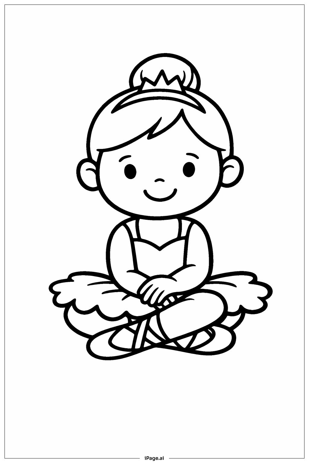 Ballerina Sitzend mit gekreuzten Beinen Ausmalseite