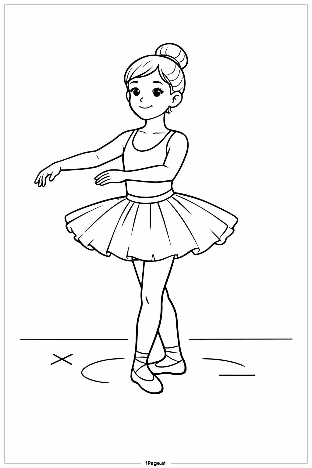 Ballerina-Lehrpose Ausmalseite