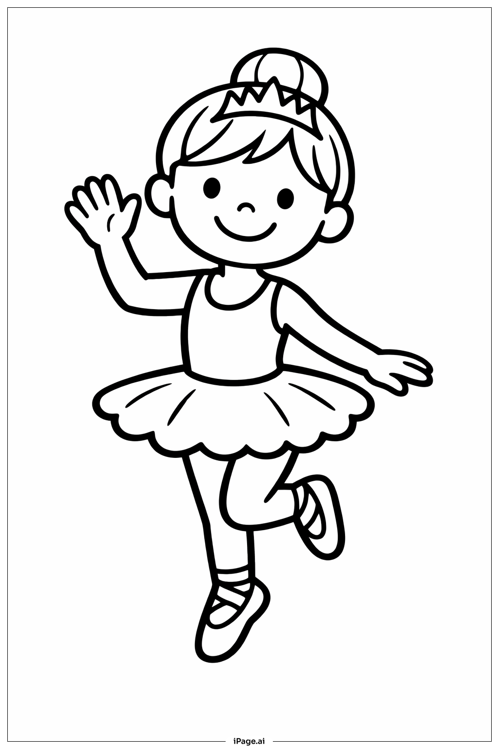 Ballerina winkt mit der Hand Ausmalseite