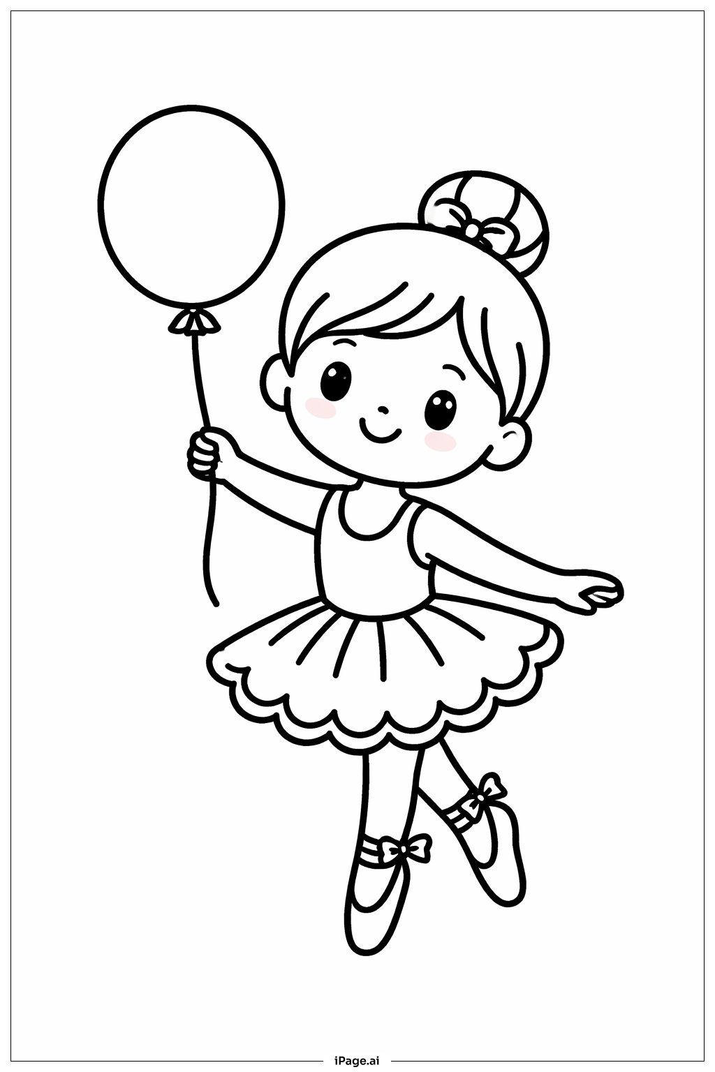 Ballerina mit Ballon Ausmalseite