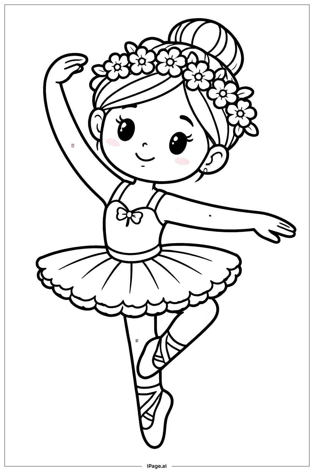 Ballerina mit Blumenkranz Ausmalseite