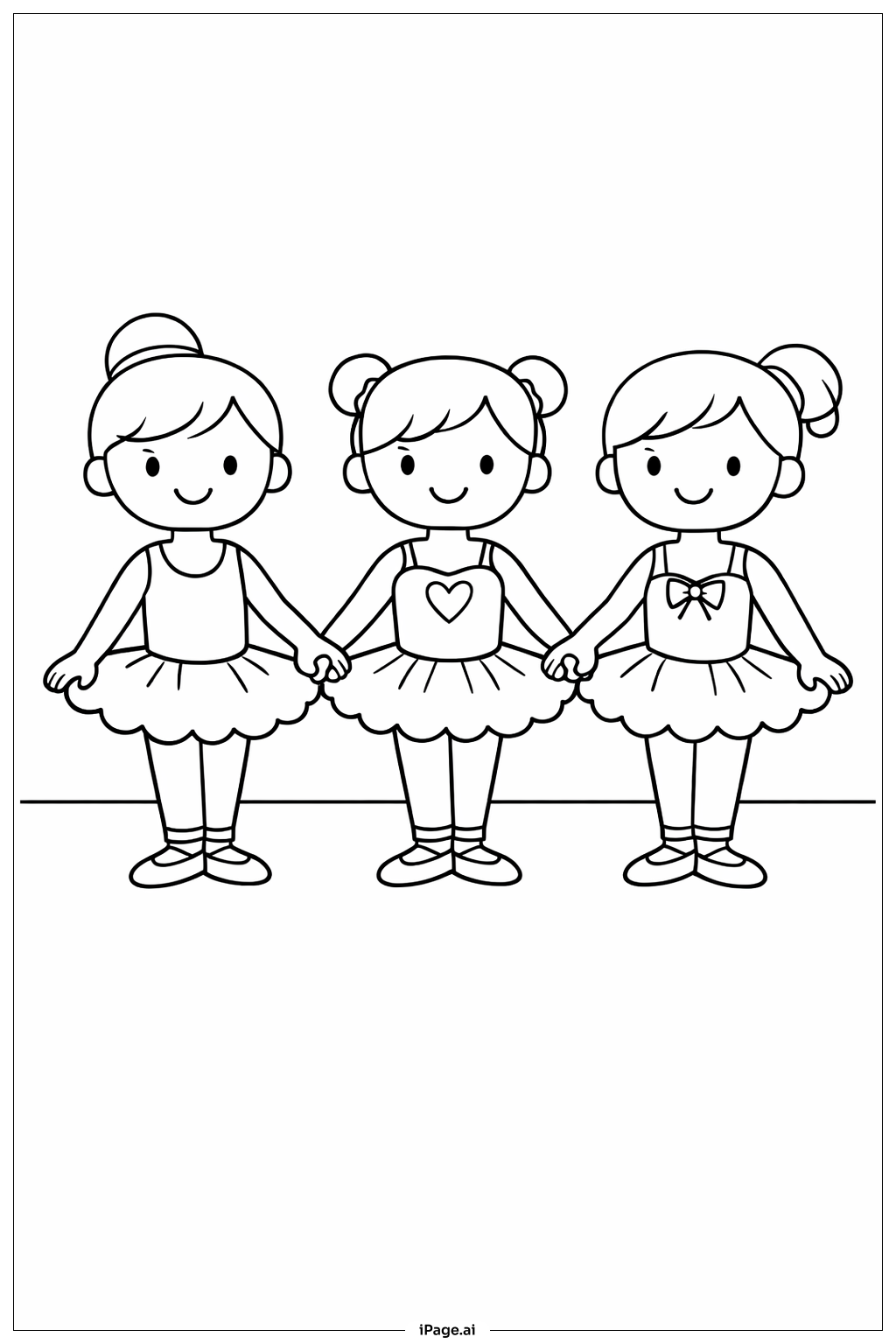 Ballerina mit Freunden Ausmalseite