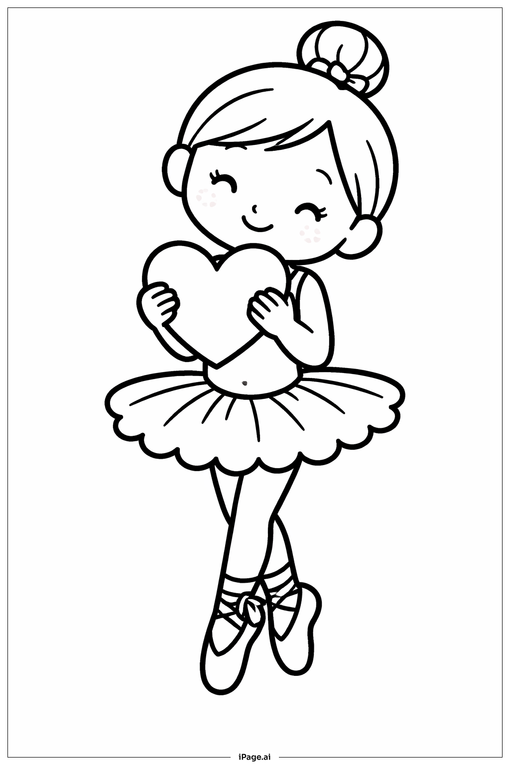 Ballerina mit Herz Ausmalseite