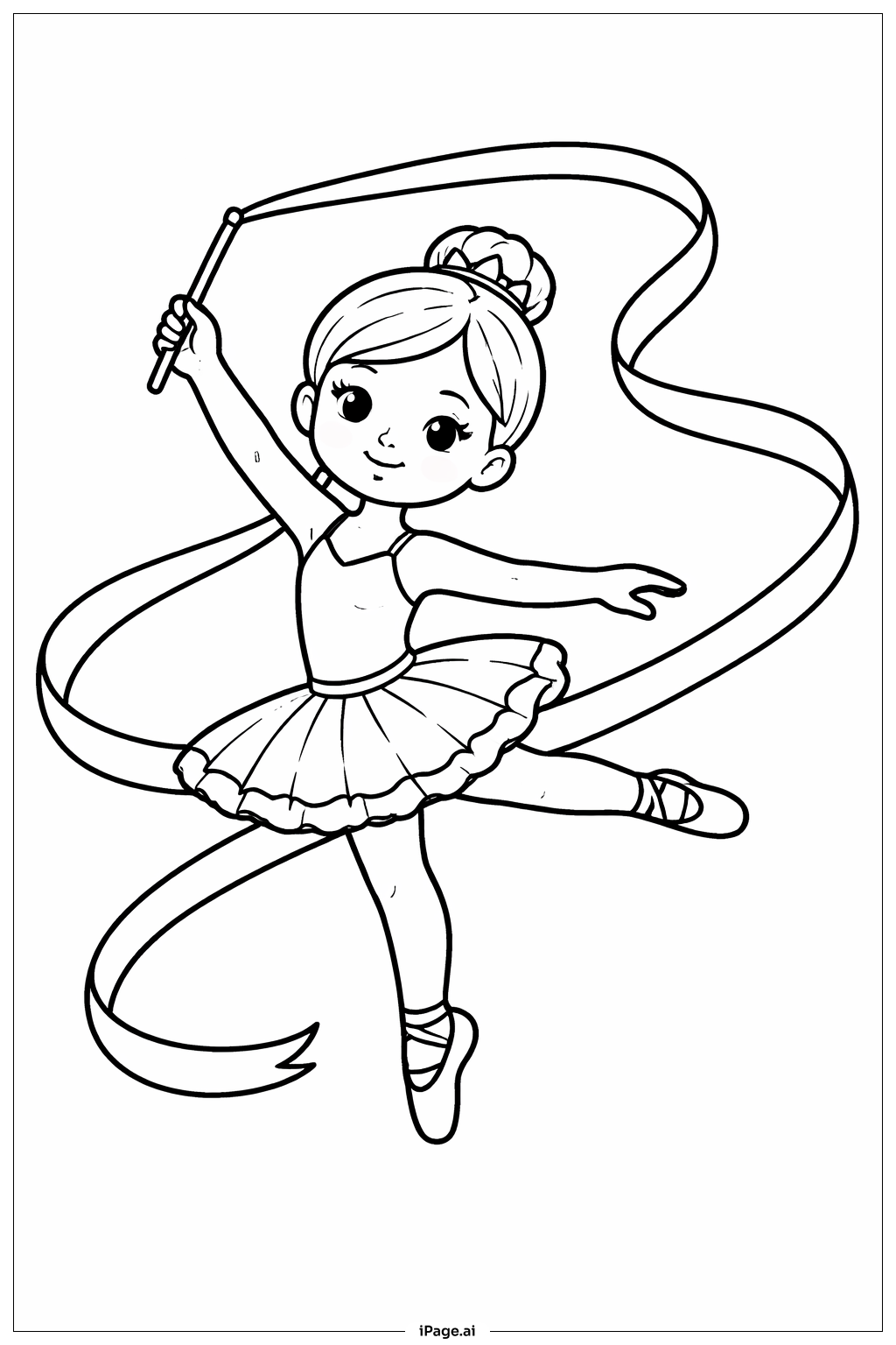 Ballerina mit Band Ausmalseite