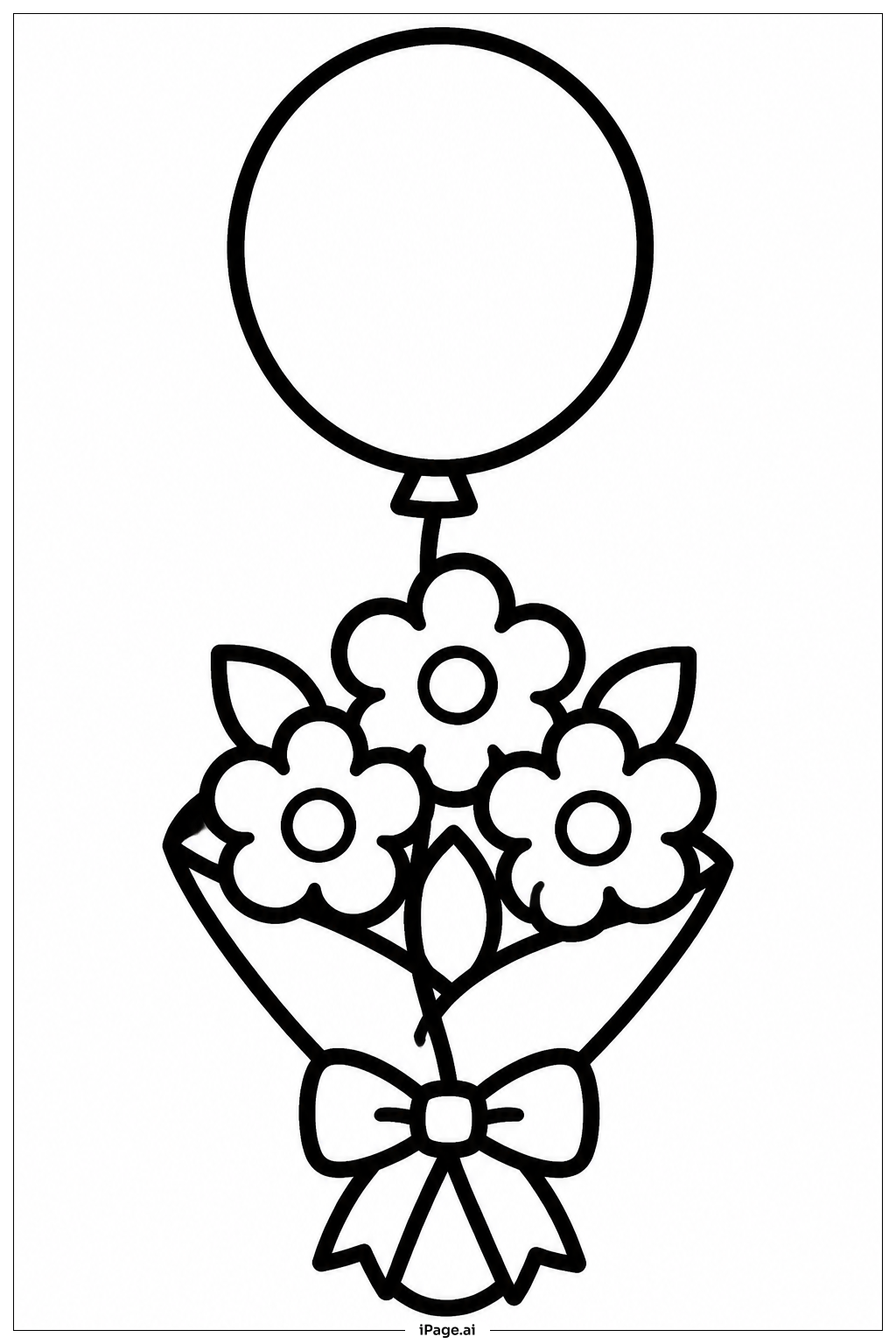 Balloon And Flower Bouquet Coloring Page