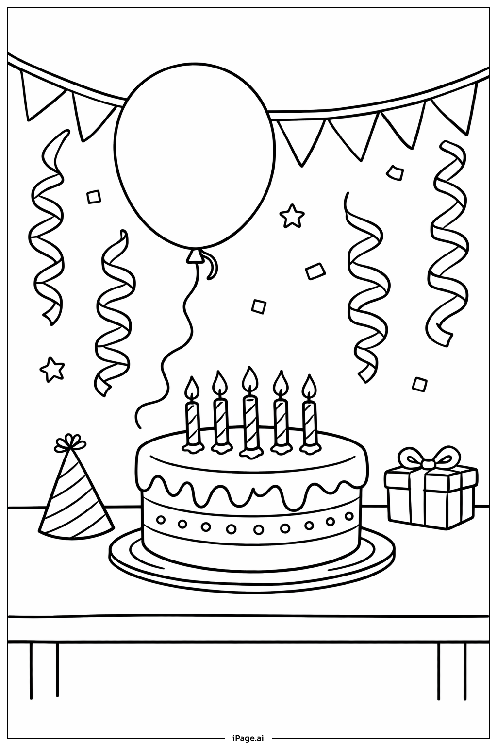  生日派对气球填色页 