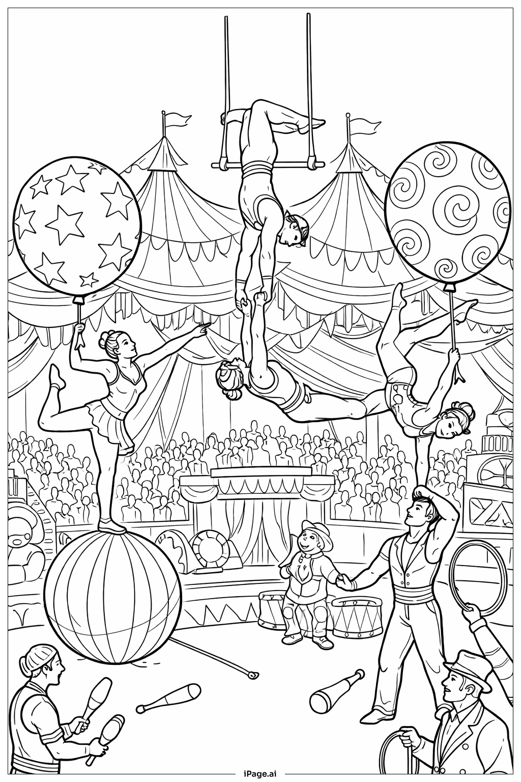Página para colorir de Cena do Circo de Balões