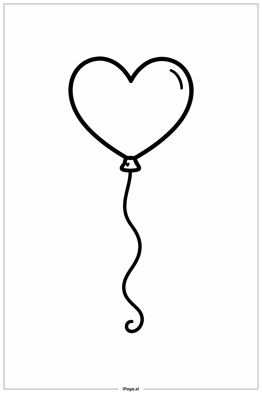  風船のハートの塗り絵ページ 