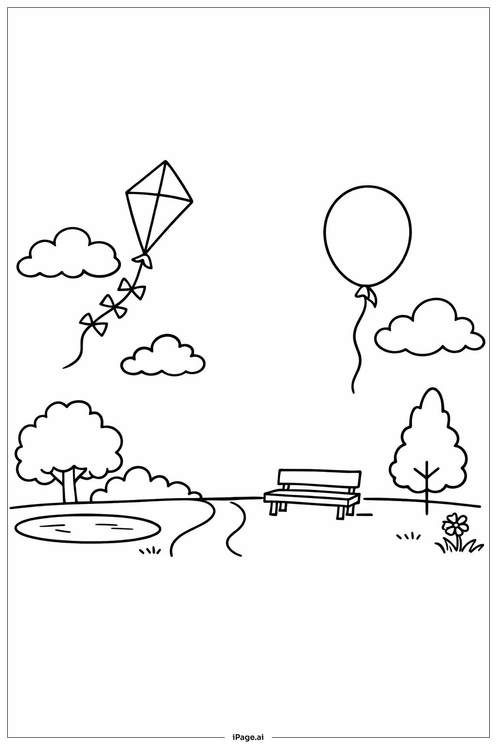  氣球風箏著色頁 